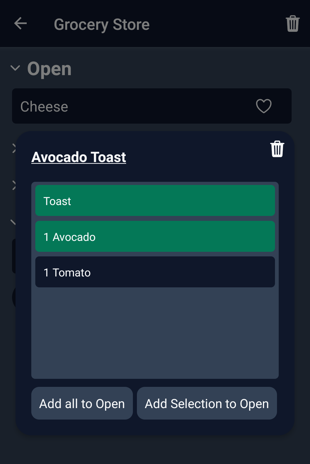 Screenshot: recipe detail